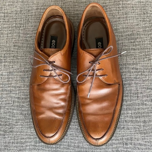 ✨SOLD✨ ECCO Shock Point Brown Lace-up Oxford Dress Shoes Men's Sz 47 EU/ 13- US - Picture 2 of 5